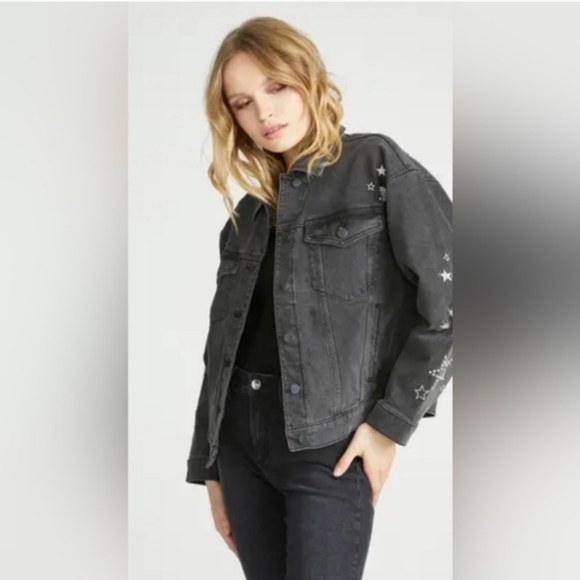 Free people driftwood shooting stars jean jacket. NWOT. - Picture 3 of 4